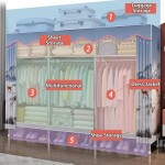 Lemari kanvas, lemari kain besar, dengan batang jemuran, dapat dilipat dan portabel, dimensi: 120 x 45 x 168 cm